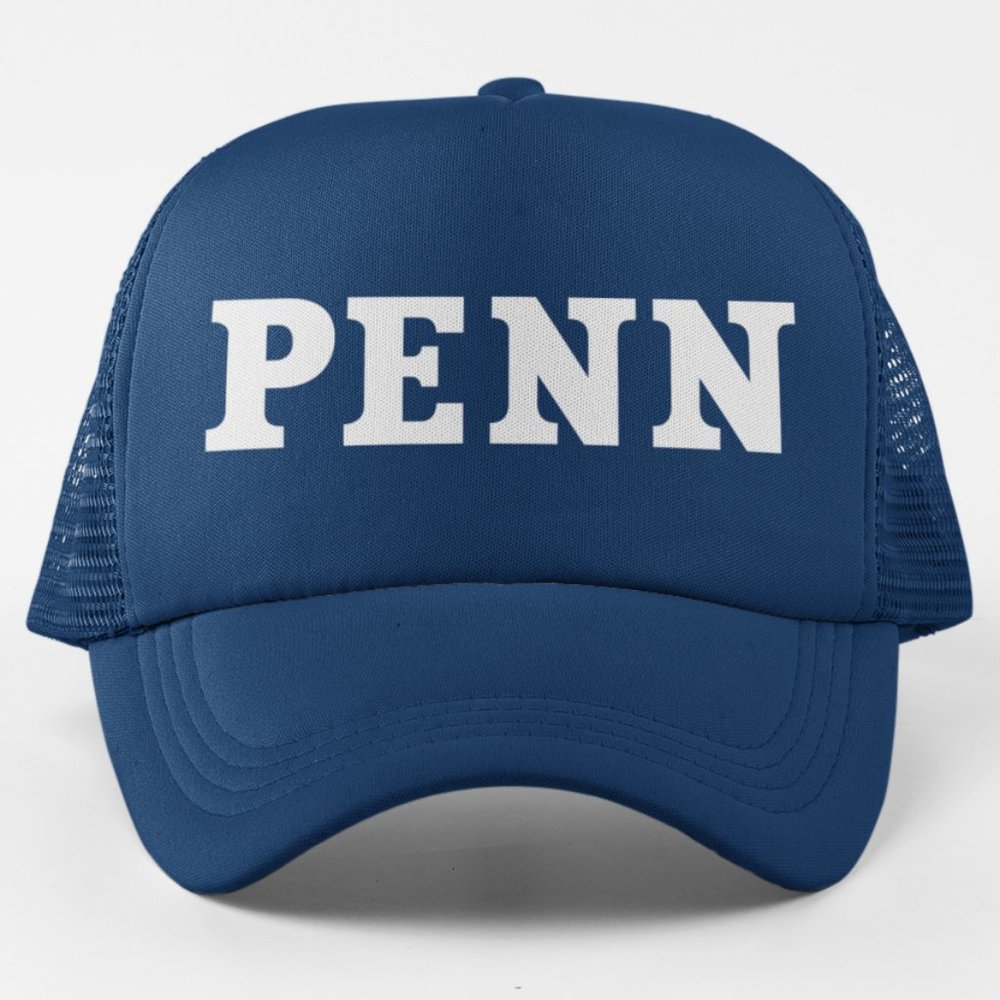NEW UPENN Quakers Wordmark Foam Trucker Snapback Hat NAVY